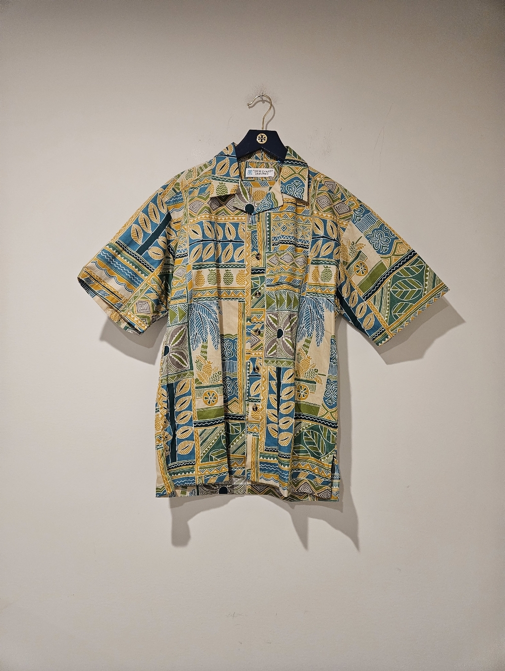 Tori Richard Short-Sleeve  Tropical Shirt - Yellow Green Blue, Size XS